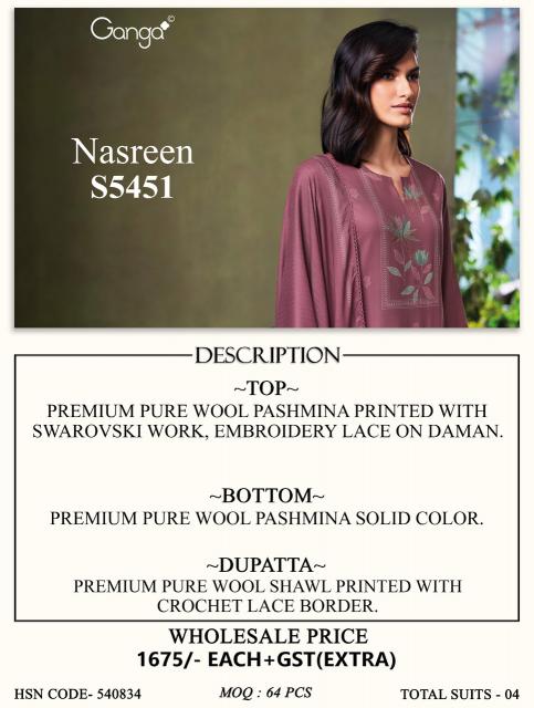 Ganga nasreen 5451 cotton dress materials wholesale dealer in bharuch